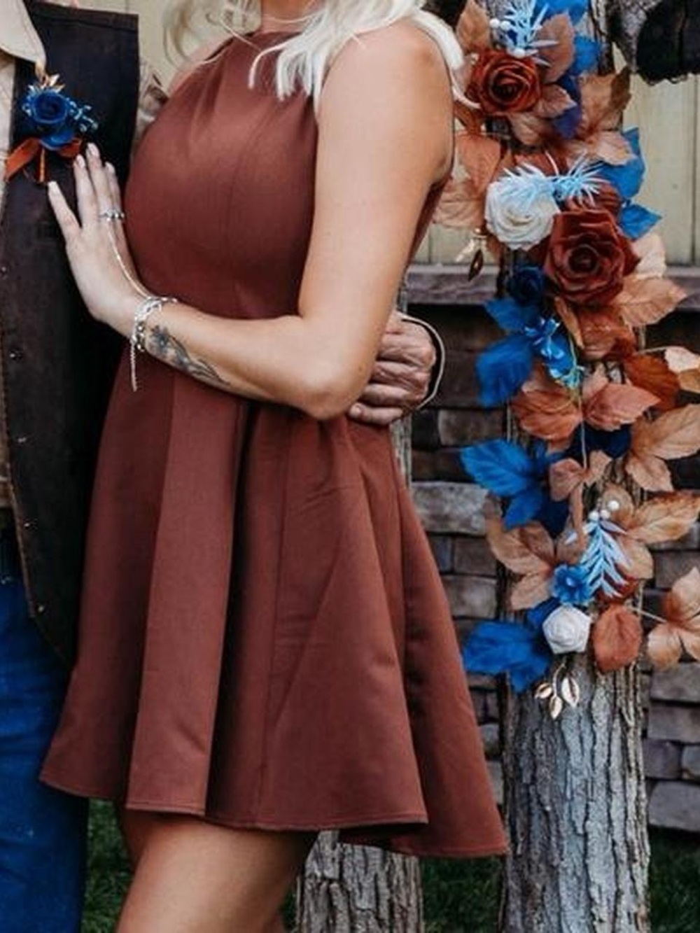 Sleeveless Brown A-Line Dress